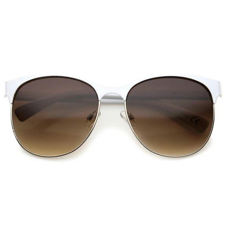sunglassLA Unisex Women's Fashion Two Toned Tinted Lens Half-Frame Round Sunglasses (White-Gold /... | Walmart (US)