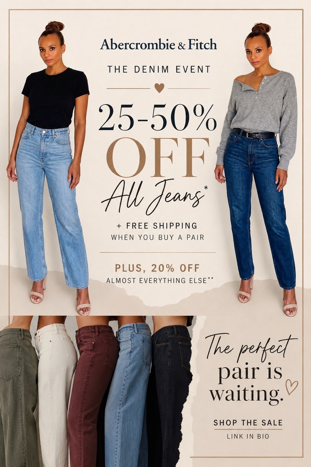 Abercrombie denim is on SALE 👖✨ The perfect excuse to refresh your jeans! From light wash to dark wash, these are the pairs you’ll keep reaching for. Shop the sale while your size is still available 🤎

#LTKStyle #LTKFinds #Abercrombie #AbercrombieJeans #DenimSale #DenimStyle #JeansOutfit #FashionOver40 #EverydayStyle #SaleFinds

#LTKgrwm #LTKSaleAlert #LTKOver40