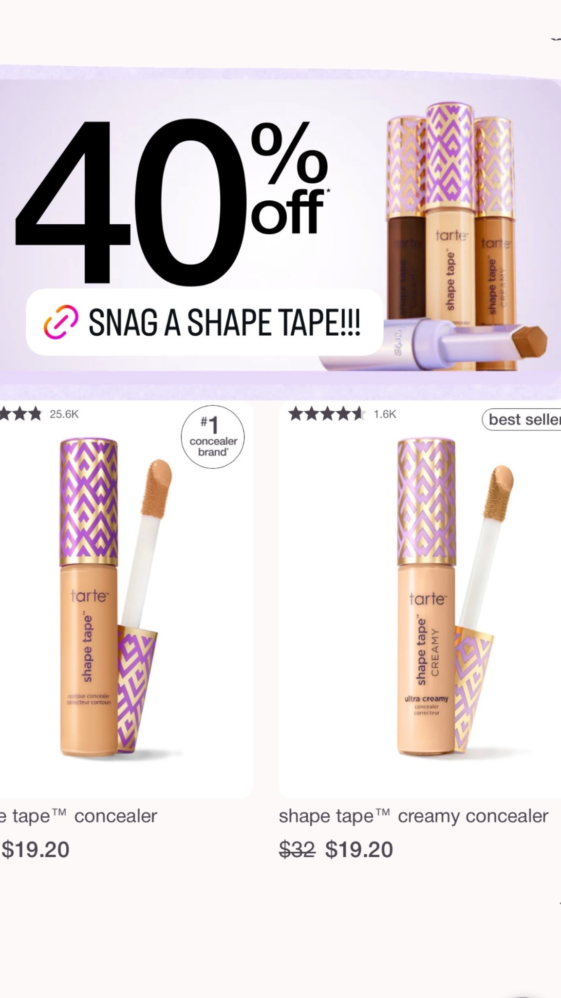Tarte shape tape 40% off!!? 

#LTKSaleAlert #LTKBeauty