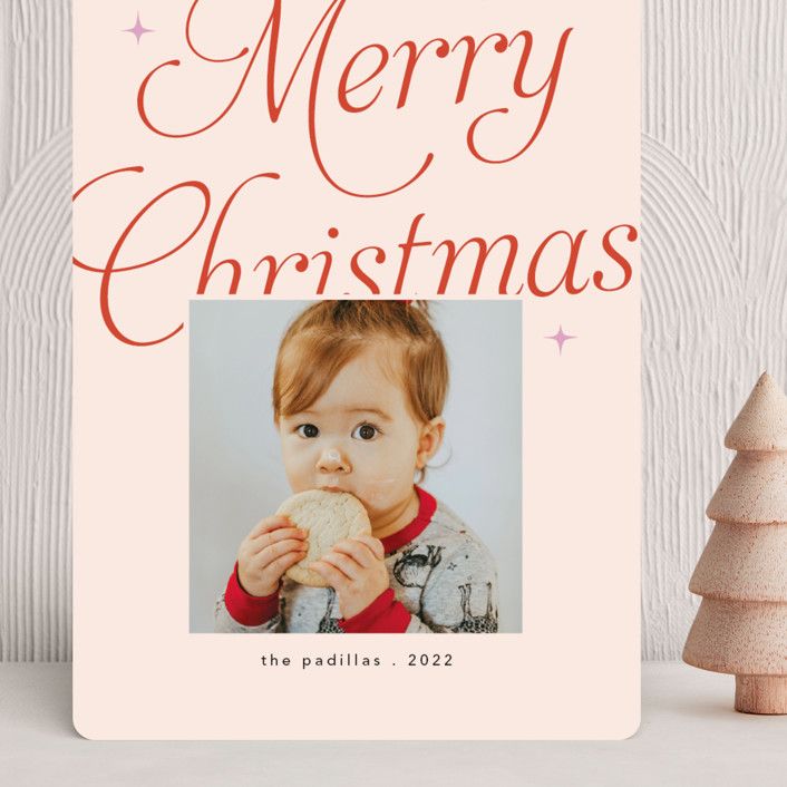 "Vintage Christmas" - Customizable Grand Holiday Cards in Pink by Morgan Kendall. | Minted