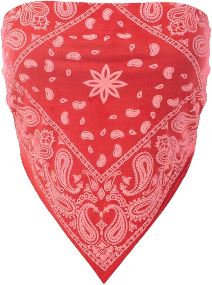 Design by Olivia Women's Sexy Paisley/Tie Dye Bandana Tube Crop Top Shirt- Made in USA | Amazon (US)