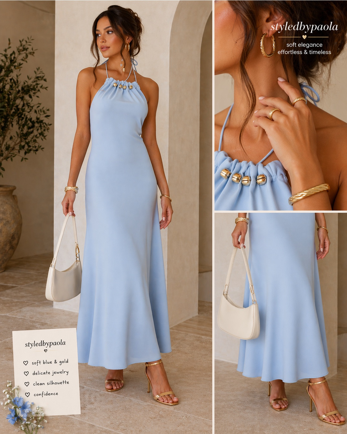Soft blue & gold will always be that girl 🤍✨
This look feels so effortless but elevated—perfect for weddings, date nights, or vacation dinners. Everything linked ✨

#LTKU #LTKSeasonal #LTKootd