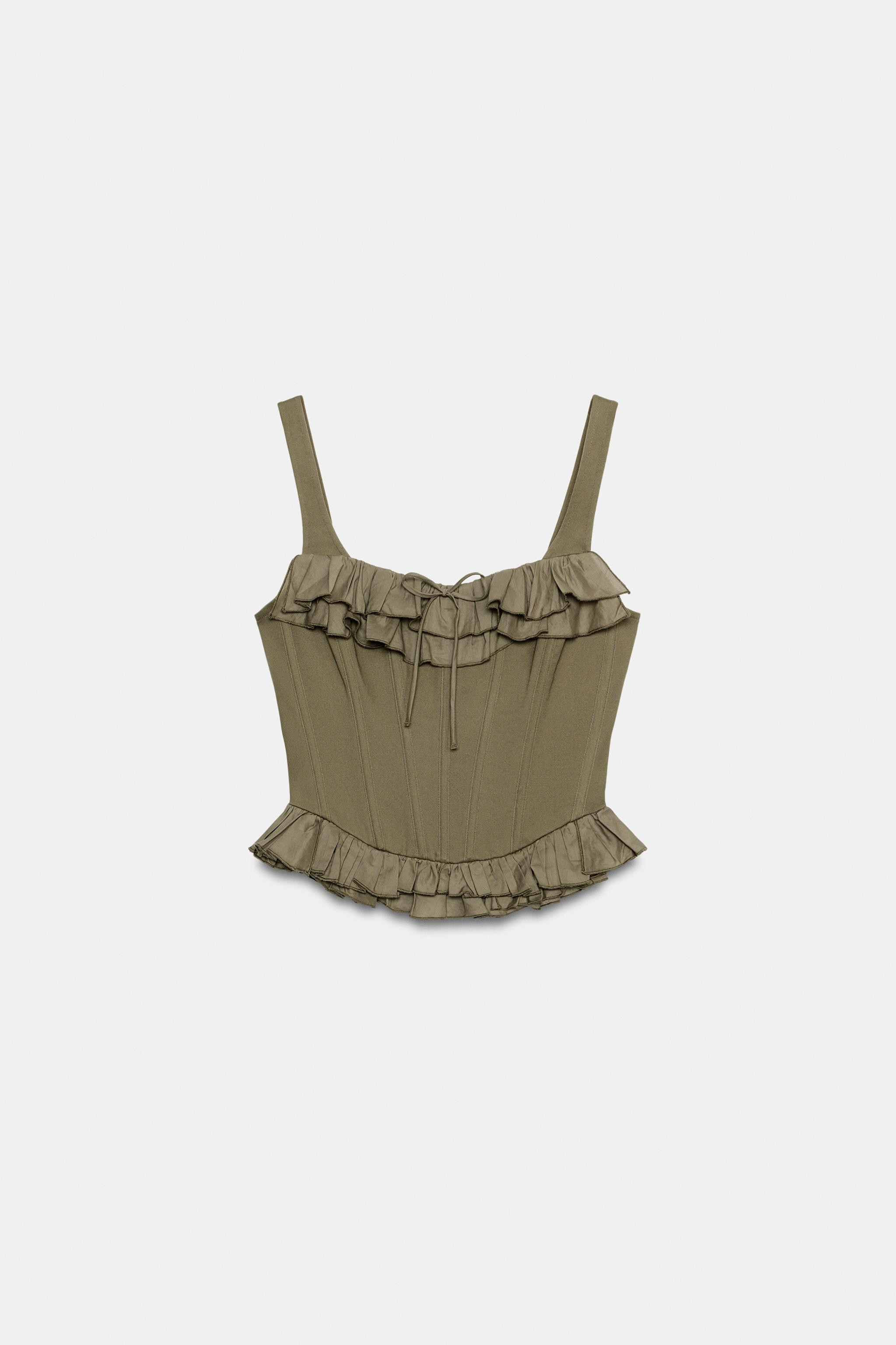 RUFFLED CORSETRY-INSPIRED TOP | Zara UK