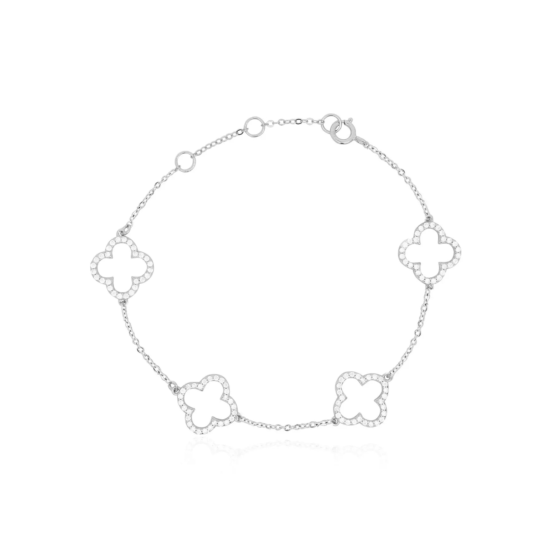 The Lovery Fine Jewelry Small CZ Open Clover Bracelet (Women) | Nordstrom | Nordstrom