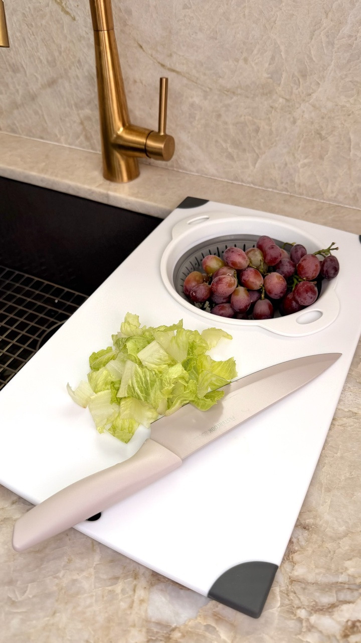 Over the sink cutting board
It cones with collapsible basket for easy storage

#LTKHome #LTK kitchen #kitchenfinds