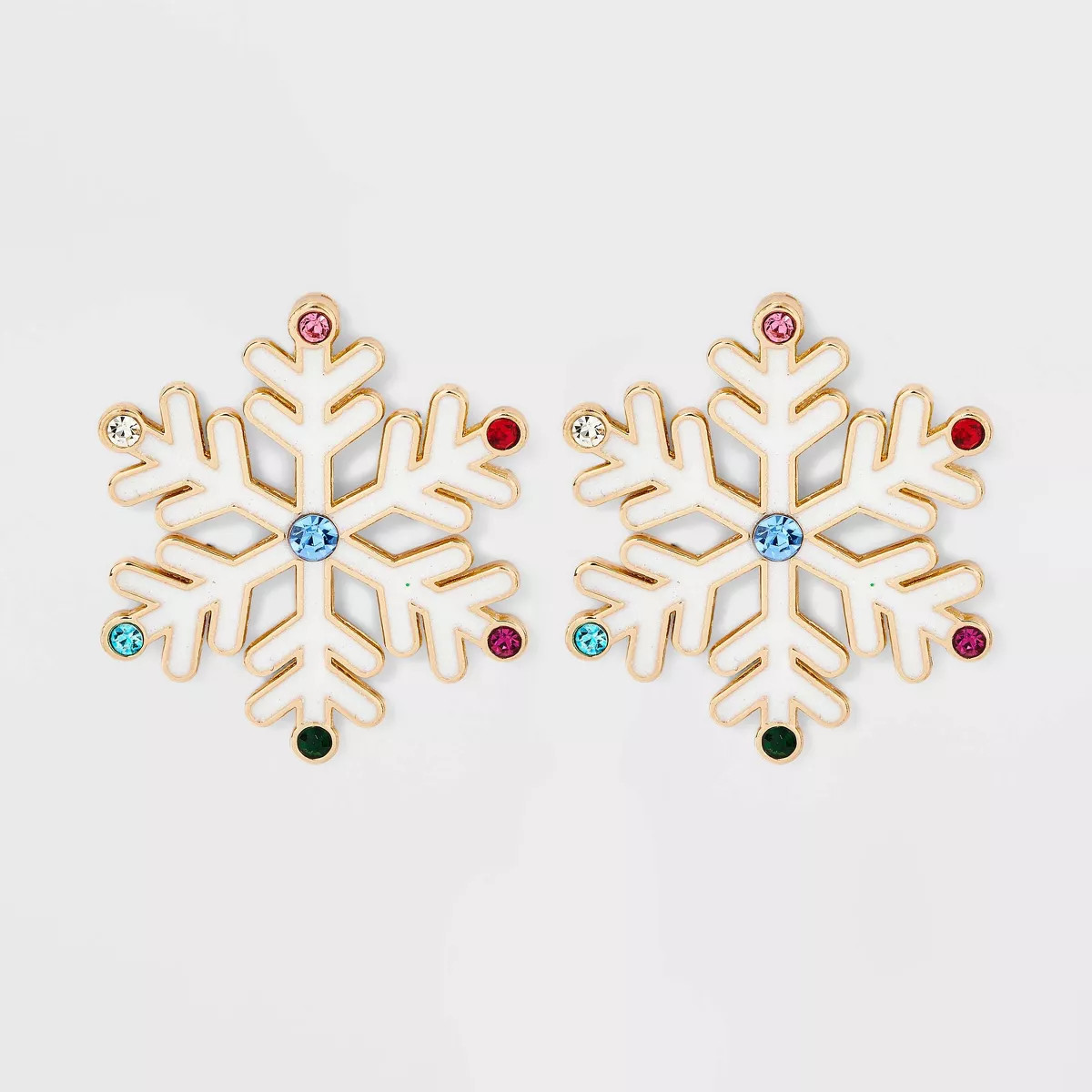 Holiday Snowflake Drop Earrings - Gold/White | Target