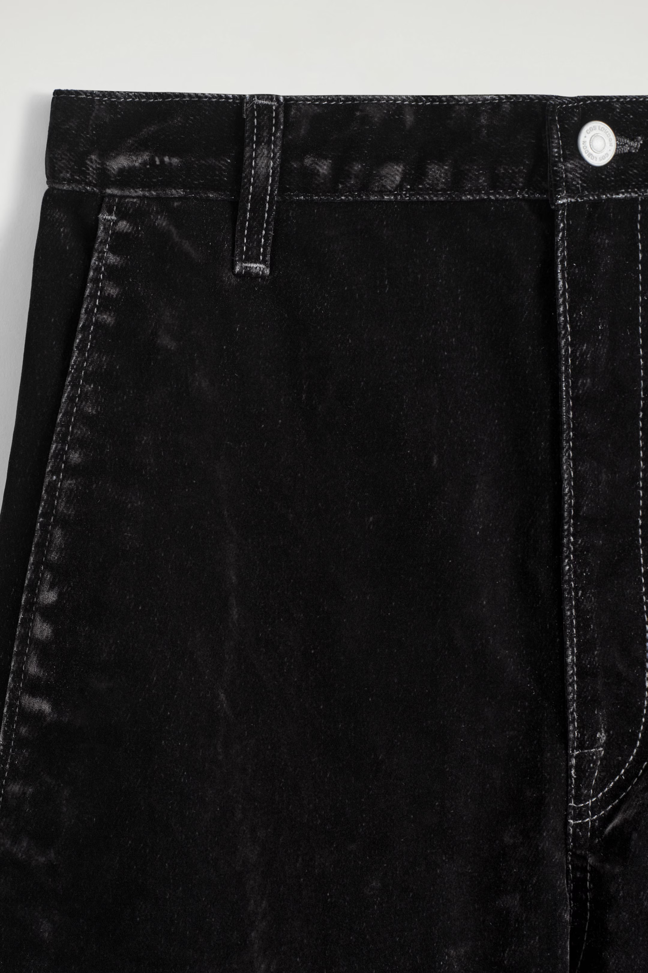 FLOCKED-DENIM BARREL-LEG TROUSERS - BLACK | COS GB | COS UK