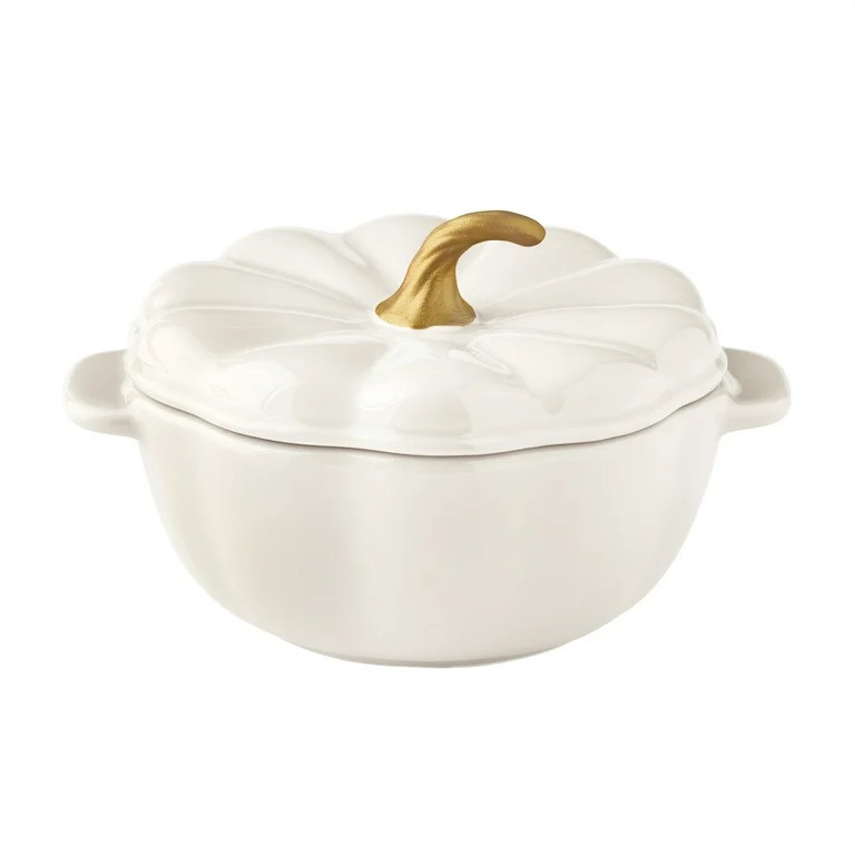 The Pioneer Woman Stoneware 2 Cup Pumpkin Cocotte with Lid, White - Walmart.com | Walmart (US)