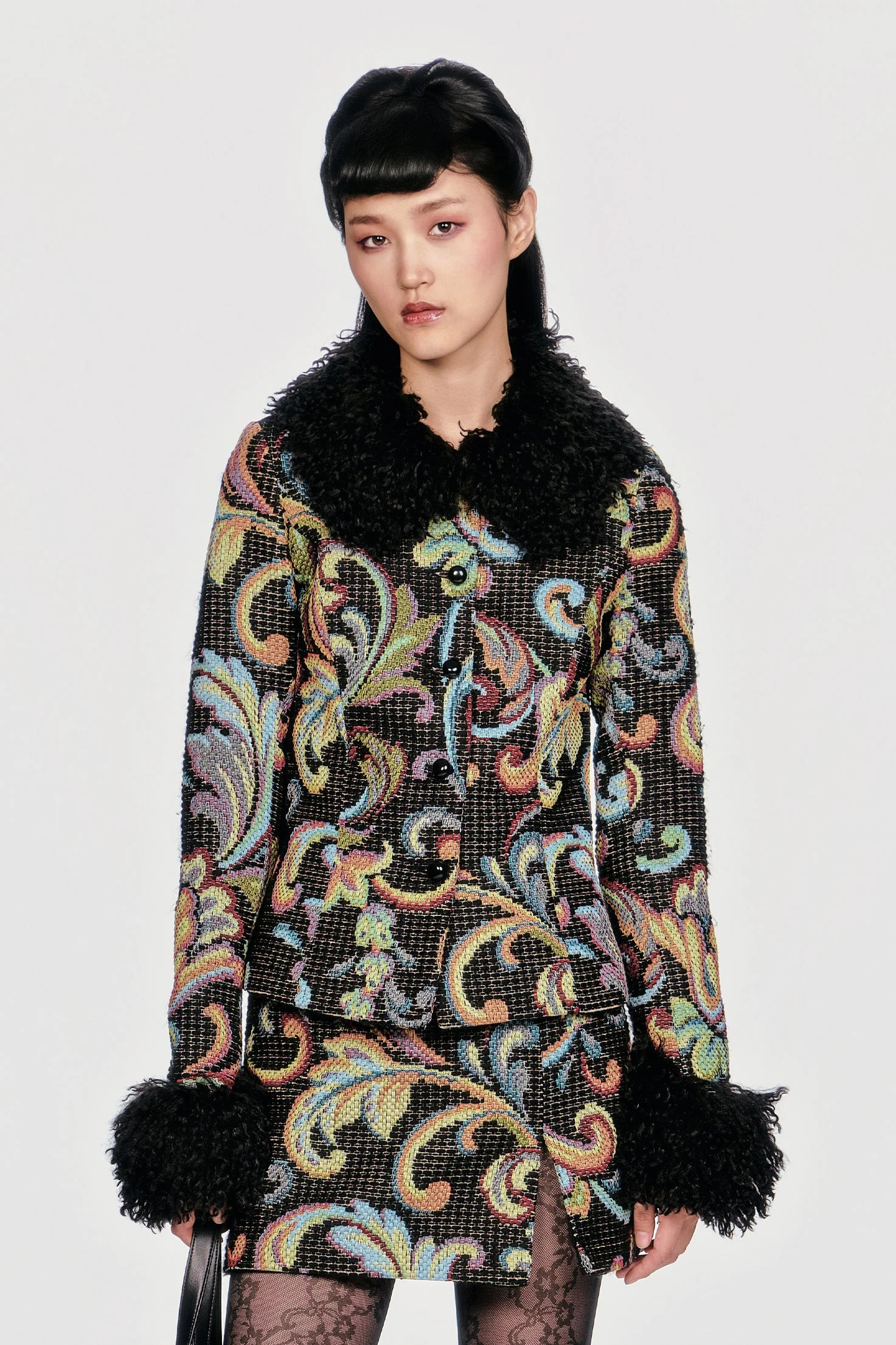 Tapestry Faux Fur Jacket | Anna Sui
