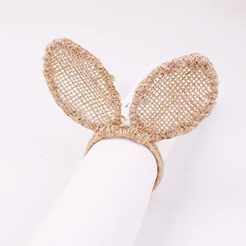 Xidmold Jute Napkin Rings Set of 4, Easter Bunny Ears Napkin Rings Holder Napkin Rings Buckles Dinin | Amazon (US)
