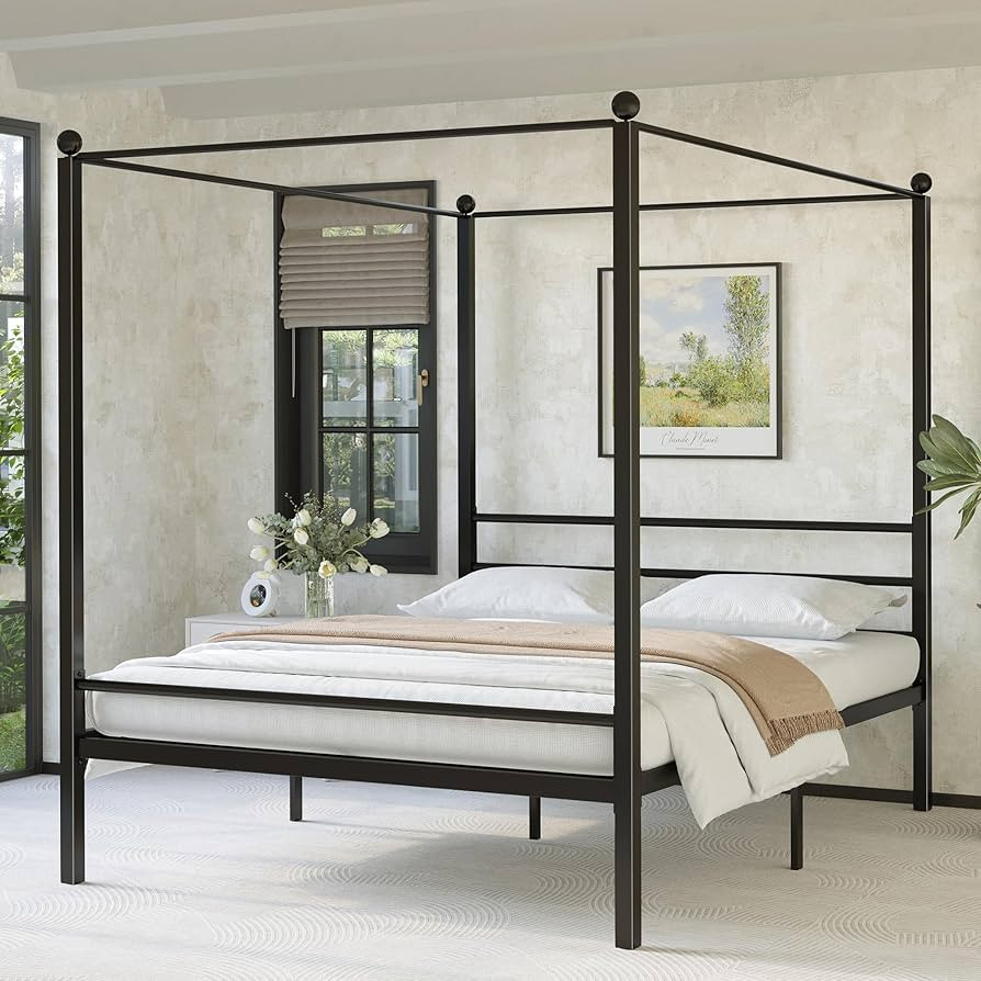 Lutown-Teen King Size Canopy Bed Frame, Four Poster Metal Canopy King Size Bed Frame, Heavy Duty ... | Amazon (US)