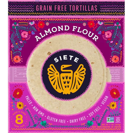 Siete Foods Grain Free Almond Flour Tortillas, 7oz., 8 Count | Walmart (US)