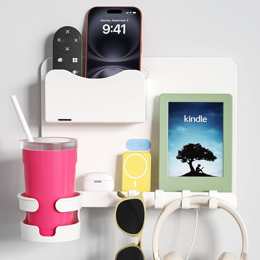 Floating Shelves for Bedside Shelf, Stick On Accessories Organizer, Wall Mount Self, Cute Room De... | Amazon (US)