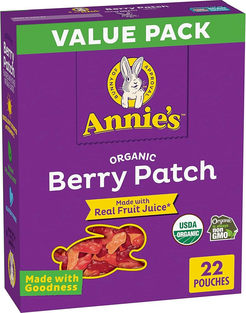 Annie's Organic Berry Patch Bunny Fruit Flavored Snacks, Gluten Free, Value Pack, 22 Pouches, 15.... | Amazon (US)