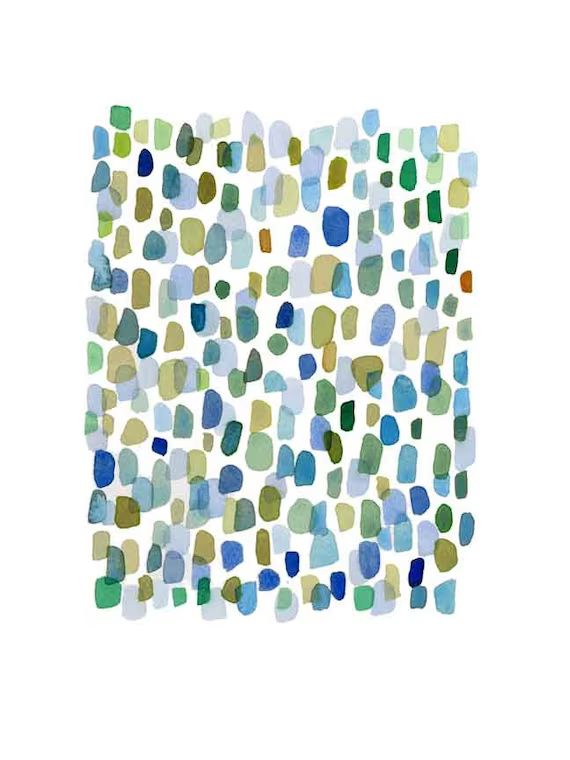 Abstract watercolor painting Rain, Watercolor print, Watercolor art blue-green dots | Etsy (US)