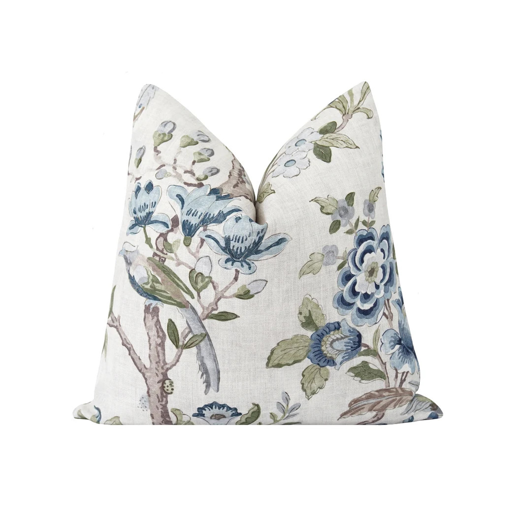 Floral Throw Pillow Cover Kravet Symphony Indigo Cushion - Etsy | Etsy (US)