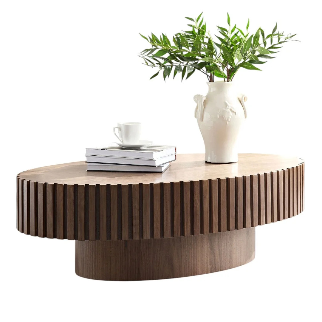 GZXS Handcrafted Elliptical Coffee Table, 43.7" Modern Accent Center Tea Table with Sturdy MDF Pe... | Walmart (US)