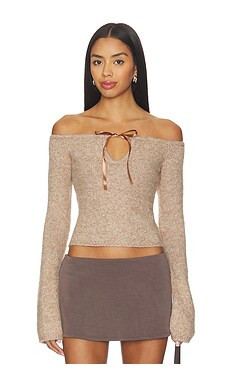 MAJORELLE Eve Off Shoulder Top in Camel from Revolve.com | Revolve Clothing (Global)