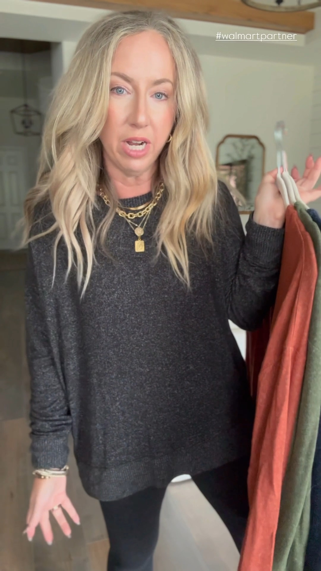 #walmartpartner #walmartstyle @walmartstyle super soft layering top wearing a medium great to wear alone too! 

#LTKHoliday #LTKFindsUnder50