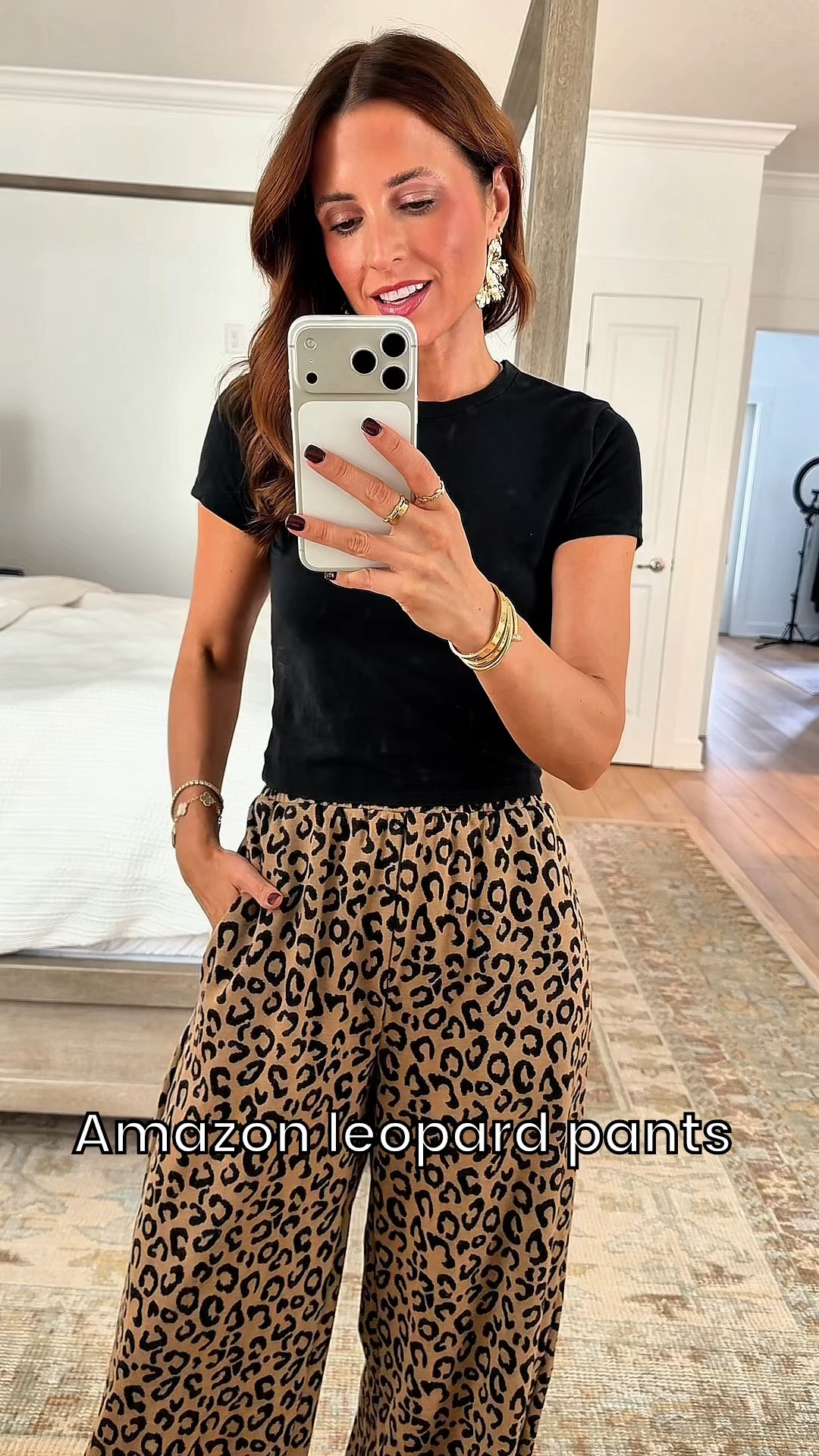Fall outfits. Fall style. Mom outfits. Teacher outfits. Travel outfit. Everyday outfits. Cute Amazon pants that aren’t leggings! Travel outfits. Wearing XS in leopard sweatpants and XS in baby tee. I am 5’3.