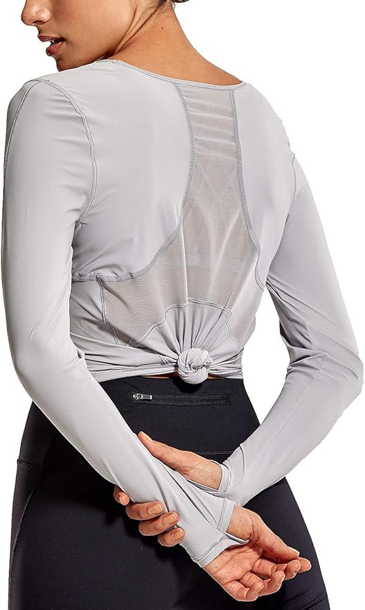 CRZ YOGA Women's Long Sleeve Workout Shirts for Women Light and Stretch Sports Shirt Mesh Back | Amazon (US)