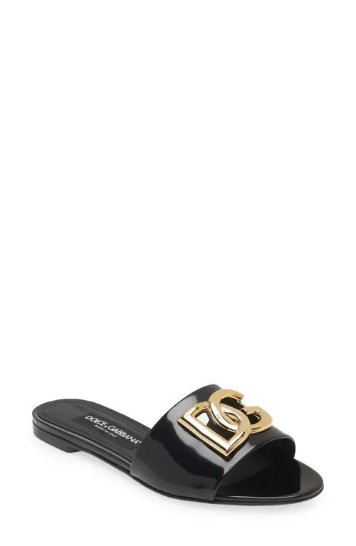 Dolce&Gabbana DG Logo Slide Sandal in Black at Nordstrom, Size 9.5Us | Nordstrom