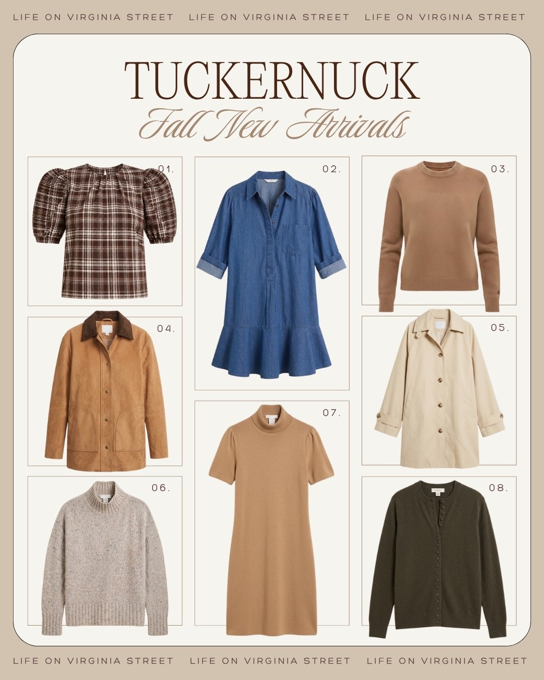 Tuckernuck fall new arrivals 🧡

tuckernuck fall new arrivals, tuckernuck new arrivals, tuckernuck fall, tuckernuck fall fashion, tuckernuck fall collection, tuckernuck women, tuckernuck style, fall new arrivals, fall fashion, fall outfits, fall outfit ideas, fall wardrobe, fall capsule wardrobe, fall transition outfits, early fall outfits, classic fall style, preppy fall style, polished fall style, elevated casual, modern classic style, timeless fashion, quiet luxury style, old money style, east coast style, feminine fall style, fall dresses, fall midi dress, fall maxi dress, shirt dress, sweater dress, printed dress, floral fall dress, fall wedding guest dress, fall work dress, fall tops, button down shirt, striped button down, feminine blouse, fall sweaters, cardigan sweater, crewneck sweater, polo sweater, sweater vest, fall jackets, tweed jacket, barn jacket, suede jacket, blazer, trench coat, fall jeans, wide leg jeans, straight leg jeans, dark wash jeans, fall trousers, wide leg trousers, fall skirts, midi skirt, satin skirt, matching set, fall matching set, loafers, suede loafers, ballet flats, slingback flats, kitten heels, ankle boots, knee high boots, fall handbags, suede handbag, leather handbag, woven handbag, statement earrings, gold jewelry, silk scarf, fall accessories, chocolate brown outfit, burgundy outfit, oxblood accessories, camel outfit, olive green outfit, navy outfit, cream outfit, plaid outfit, leopard print, suede fashion, women over 30 style, women over 40 style, modest fall outfit, fall workwear, fall date night outfit, fall brunch outfit, fall travel outfit, fall wedding guest outfit, country club style, classic preppy style, sophisticated fall outfit, designer fashion finds, fall wardrobe staples, fall fashion 2026

#LTKSeasonal #LTKgrwm #LTKootd
