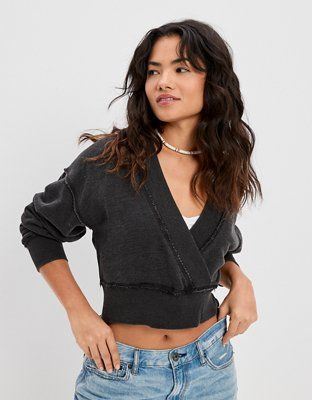 AE Wrap-Front Sweatshirt | American Eagle Outfitters (US & CA)