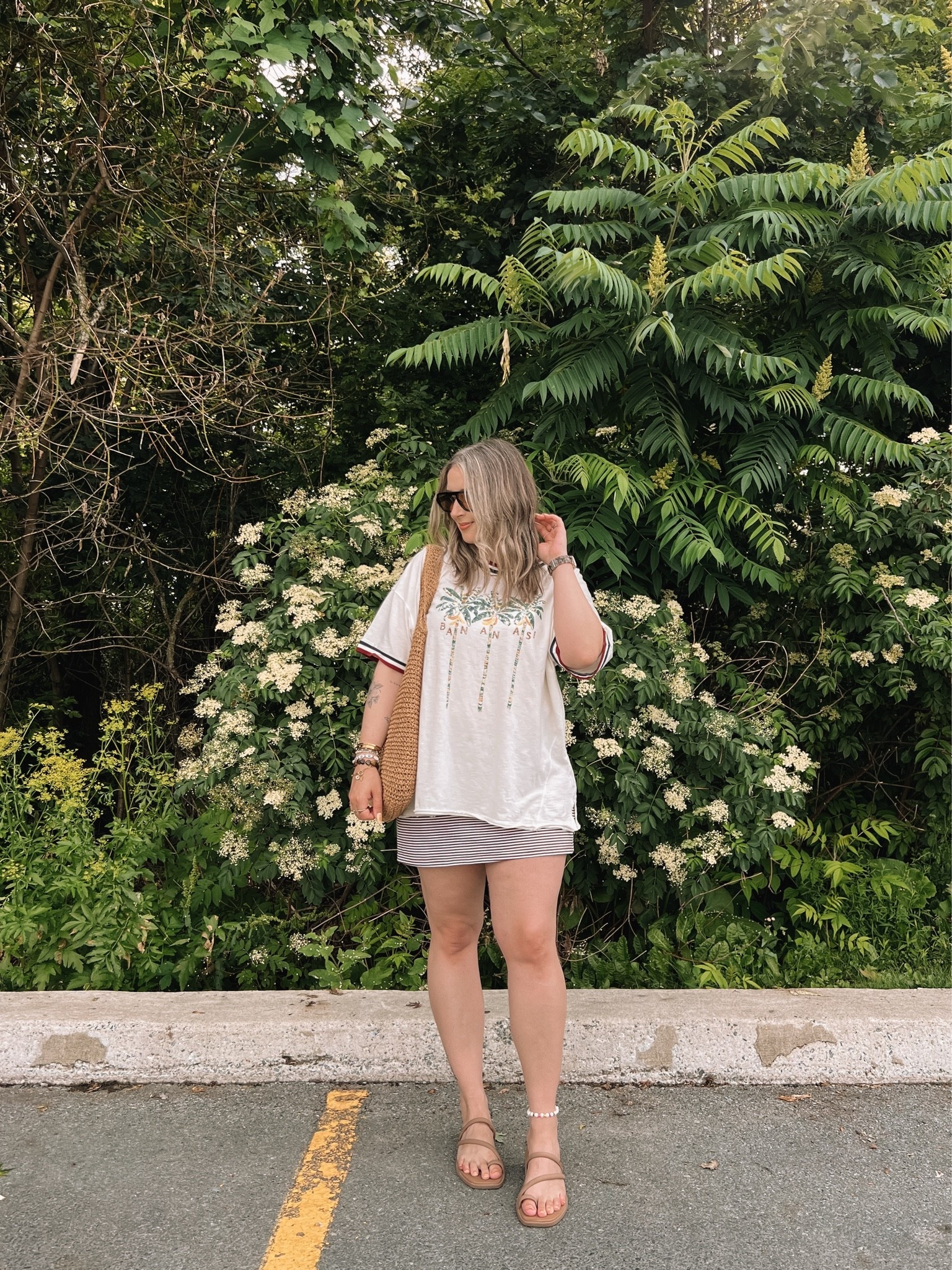 Comfy summer outfit! Wearing L in both the tee & mini skirt (has built in shorts)! I’m a 9.5-10 shoe and wear a 10 in the toe loop sandals. Canadian crocs link under “similar products”

#LTKsummer #LTKmidsize #LTKsale