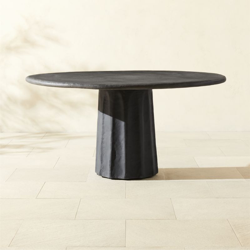 Boscoe 60" Round Black Concrete Indoor/Outdoor Dining Table + Reviews | CB2 | CB2