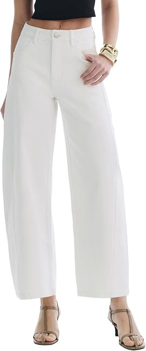 Barrel Jeans for Women Baggy High Waisted Wide Leg Jeans Strechy Y2K Comfort Ankle Denim Pants | Amazon (US)