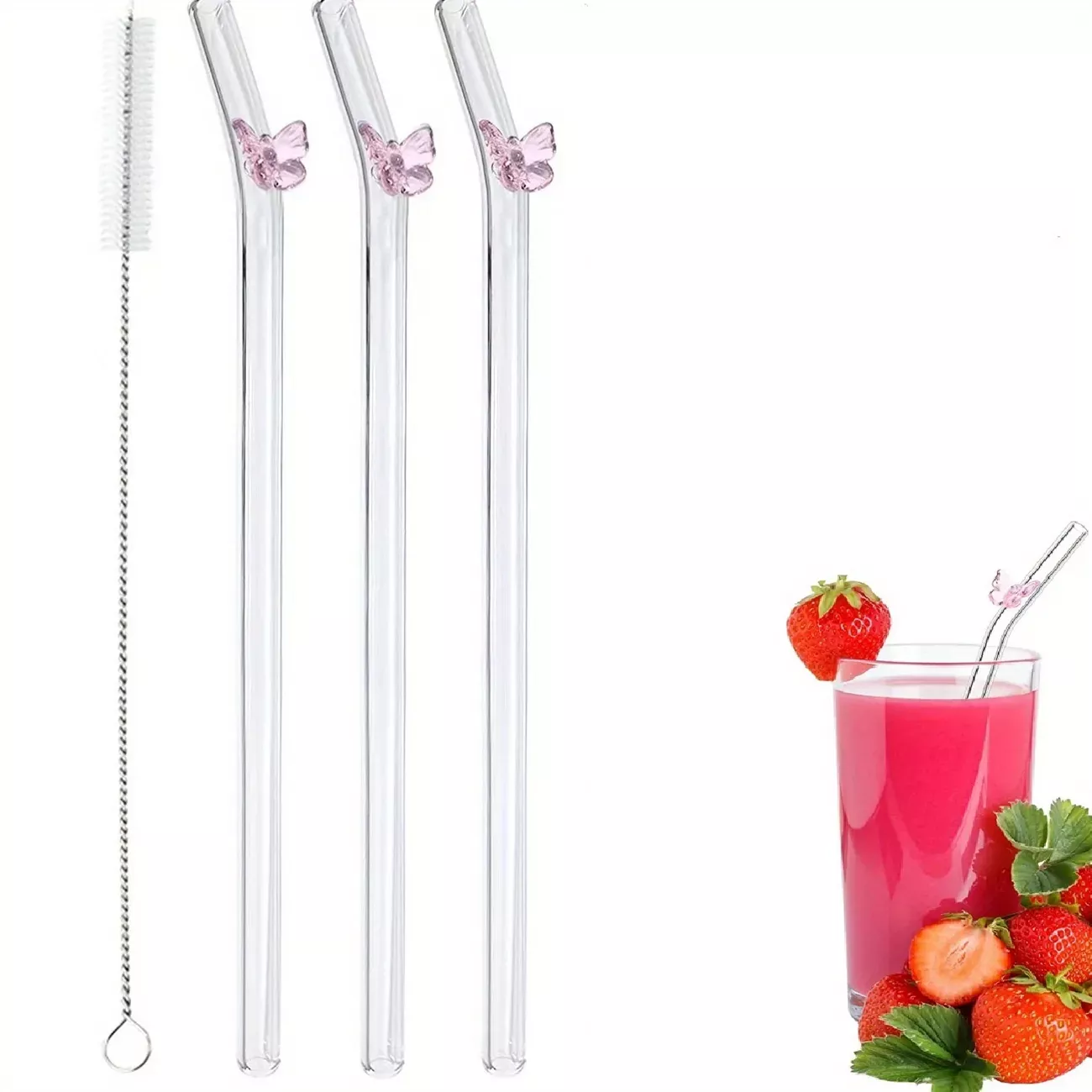 Straw Reusable Glass Straws Glass Drinking Straws With - Temu