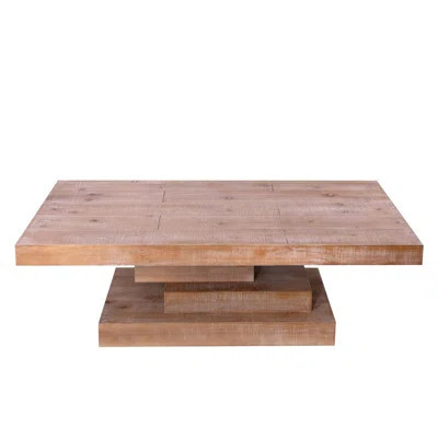 Modern Rustic Wood Coffee Table ,Farmhouse Style Coffee Table,Wood Block Base Coffee Table, Living Room Furniture,Rectangular Wood Center Table | Wayfair North America