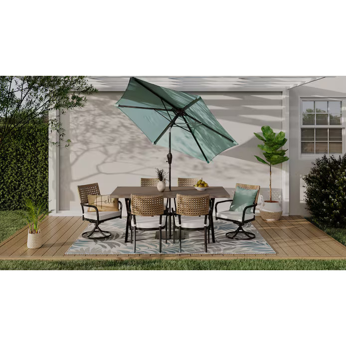 Shop allen + roth Caledonia 7-Piece Patio Dining Set with Cream Cushions at Lowes.com | Lowe's