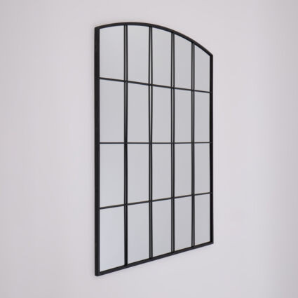 Black Windowpane Arch Mirror 102x76cm | TK Maxx