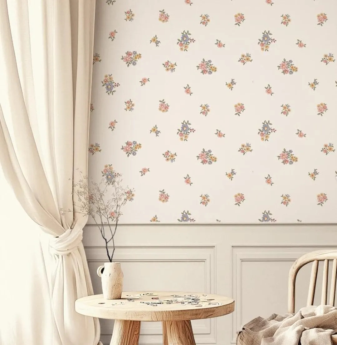 Little Flowers Baby Girl Wallpaper, Flower Garden Baby Girl Wallpaper, Watercolor Floral Wallpape... | Etsy (US)
