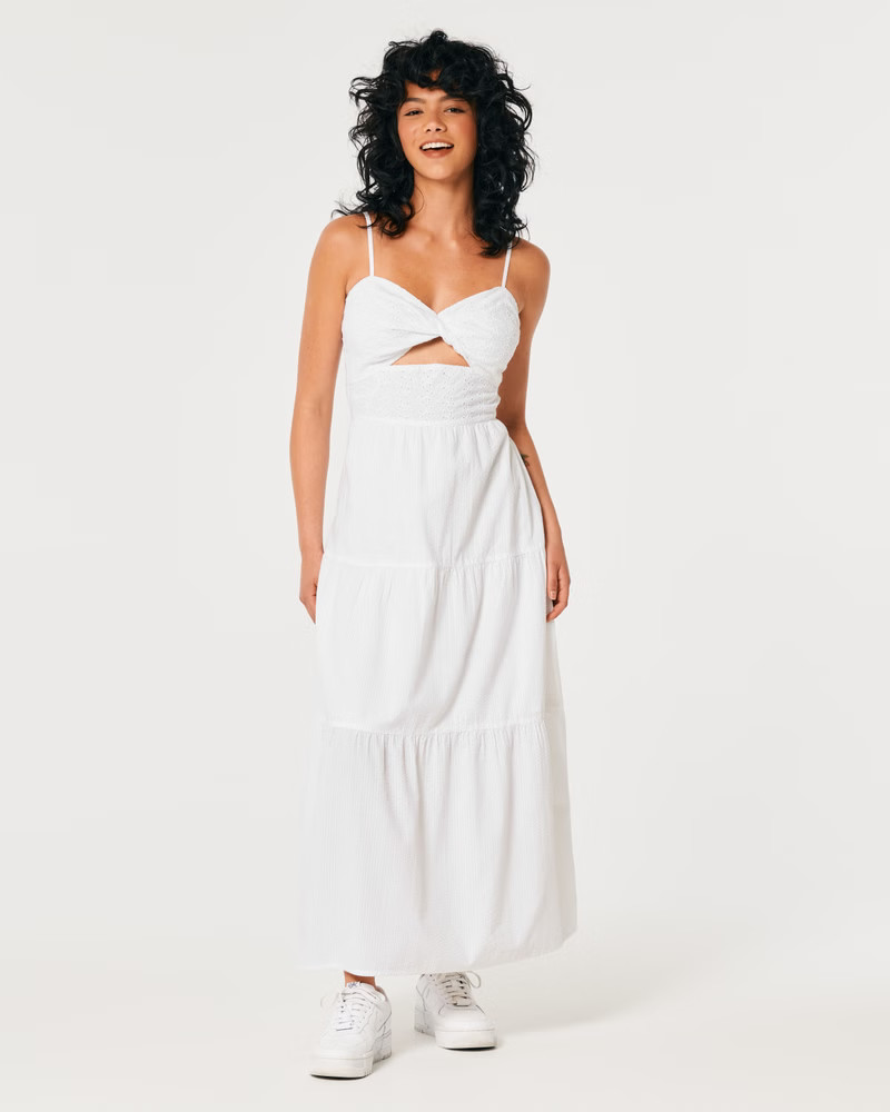Social Tourist Twist-Front Cutout Maxi Dress | Hollister (US)