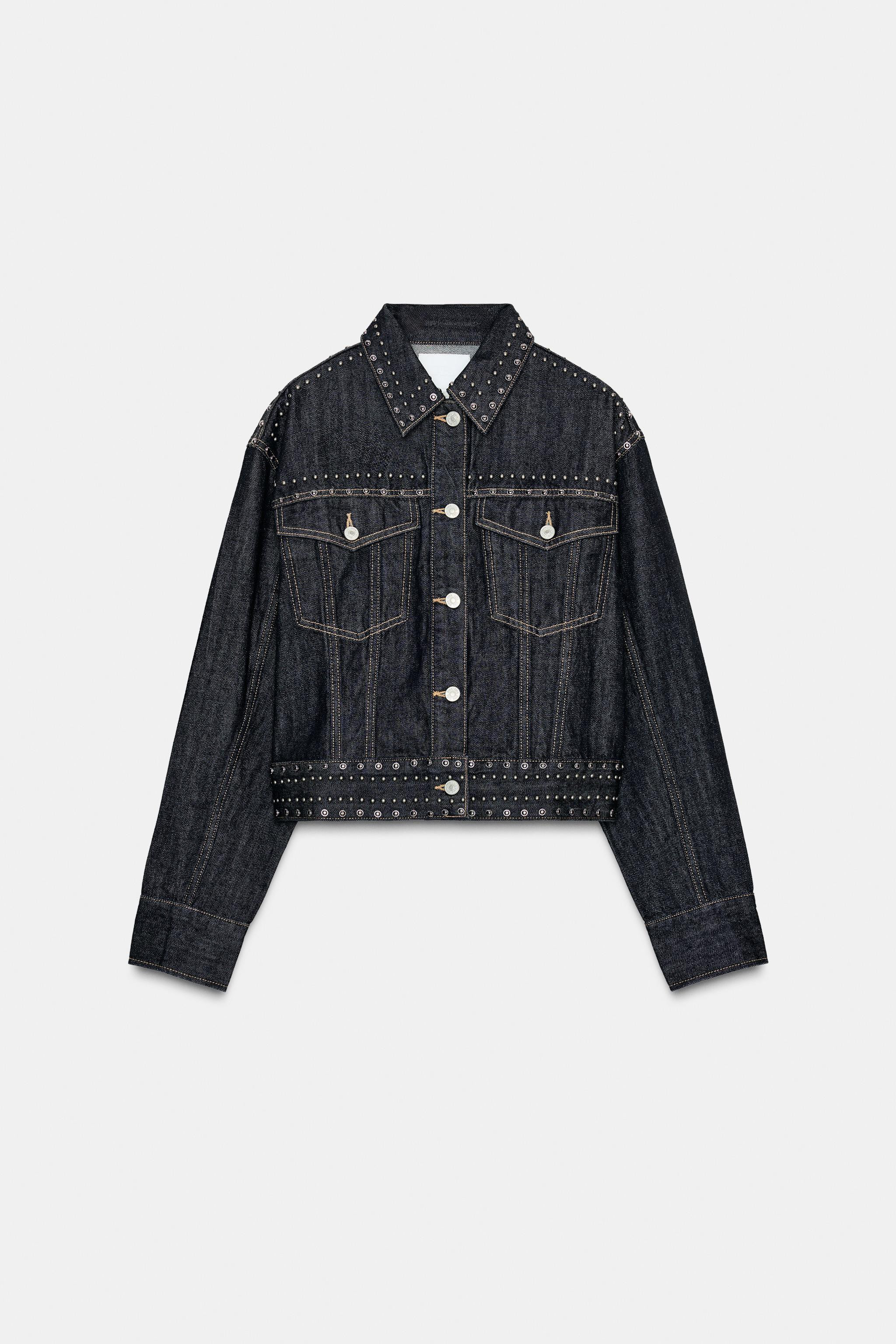 STUDDED DENIM-EFFECT JACKET | Zara UK