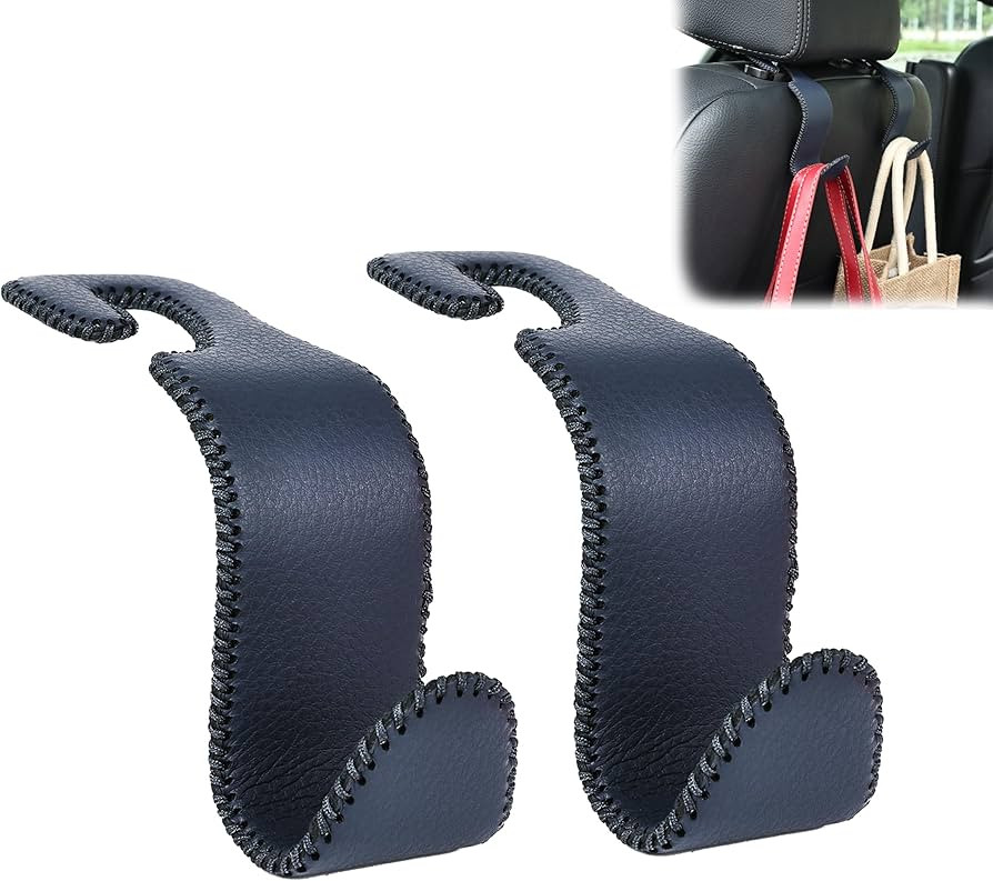 Amooca Car Seat Headrest Hook Universal Vehicle Storage Hanger Leather with Metal Car Seat Back O... | Amazon (US)