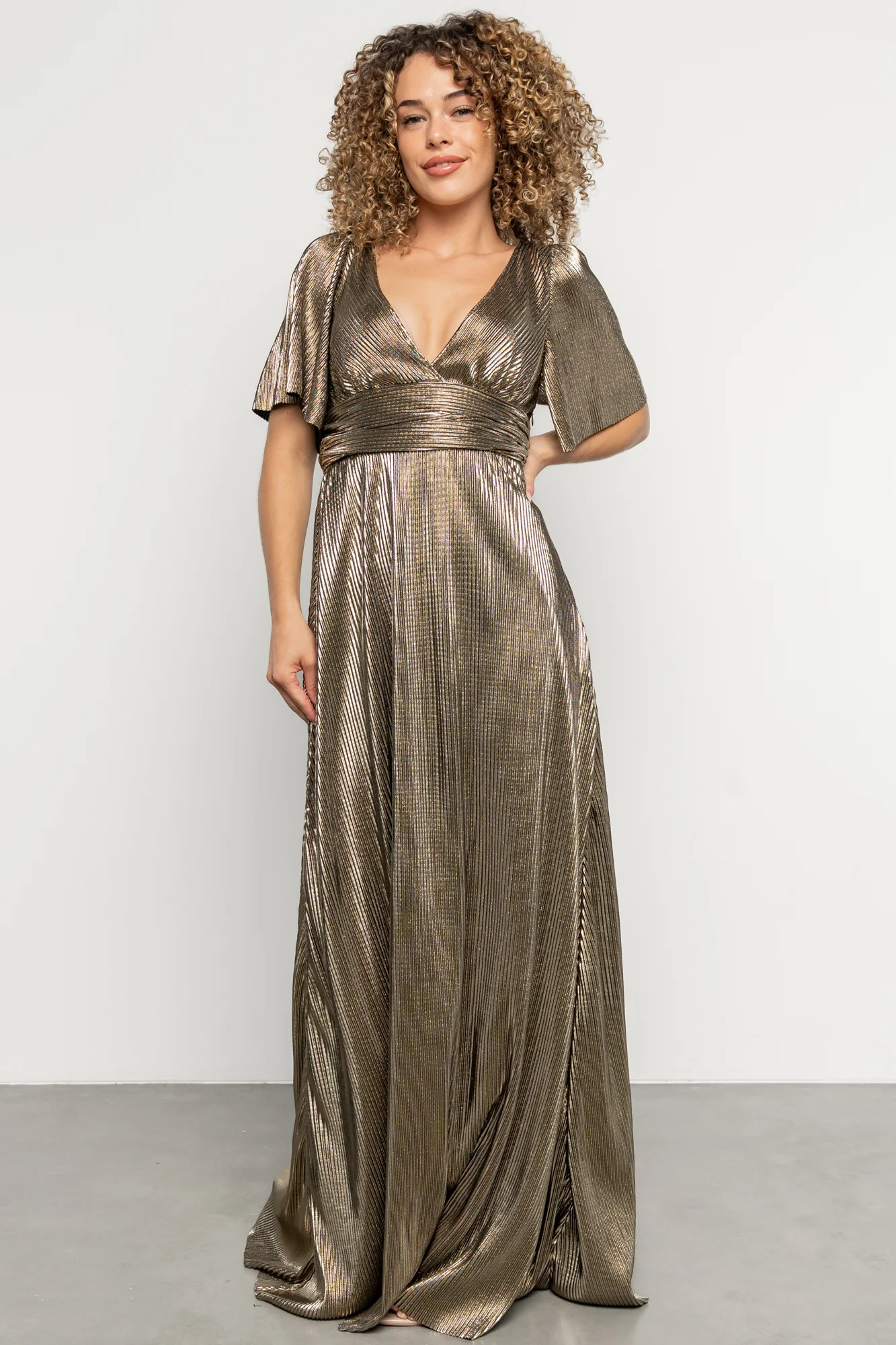 Venetian Pleated Gown | Gold | Baltic Born