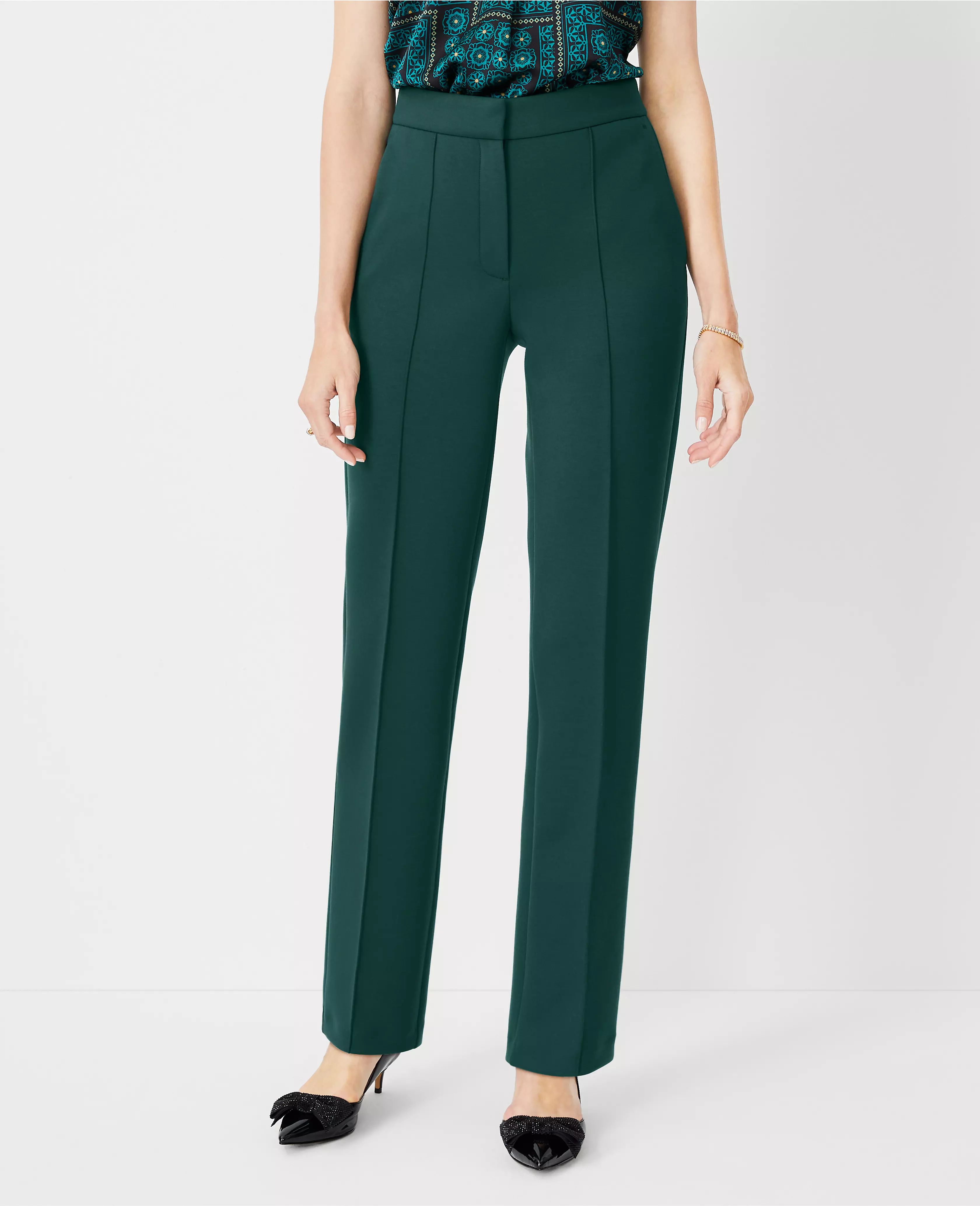 The Pintucked High Rise Straight Pant in Double Knit | Ann Taylor (US)
