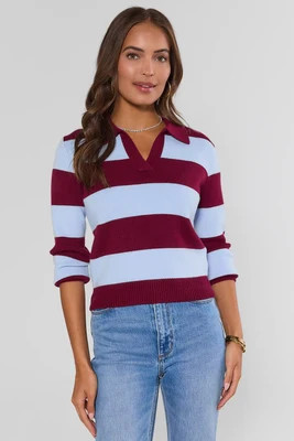 Maroon Contrast Striped Sweater | Avara