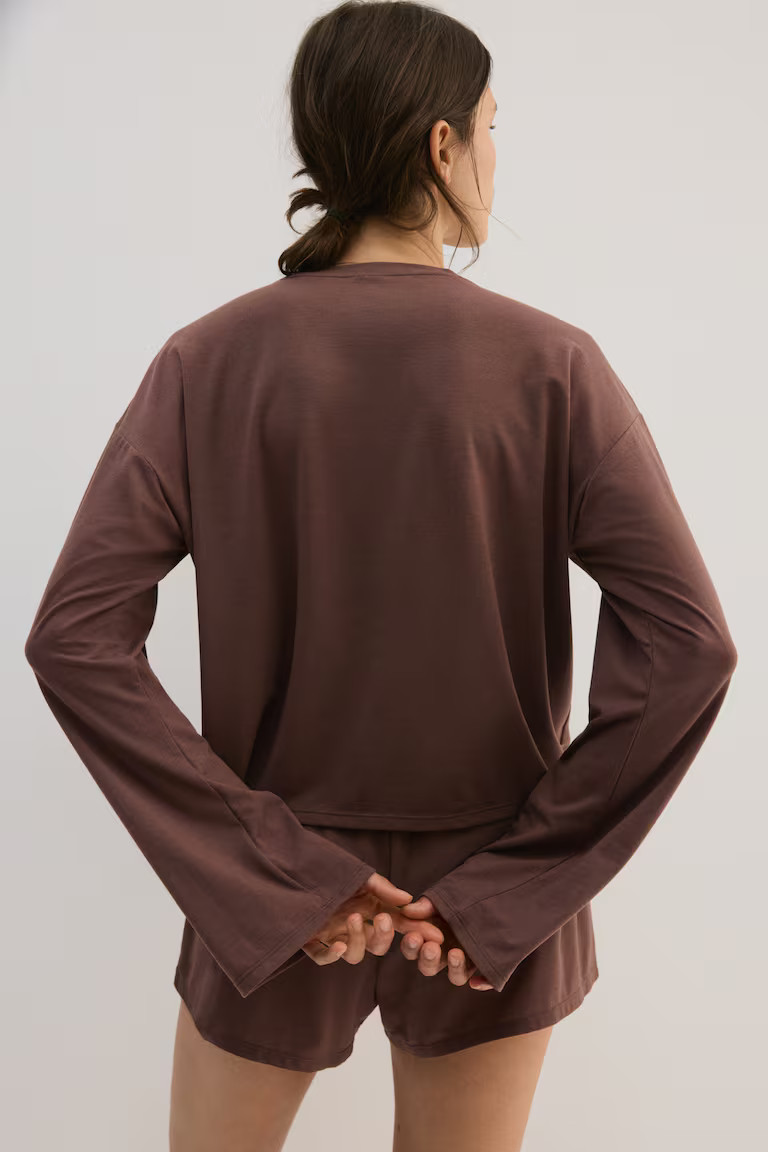 H & M - Viscose-blend pyjamas - Burgundy | H&M (UK, MY, IN, SG, PH, TW, HK)