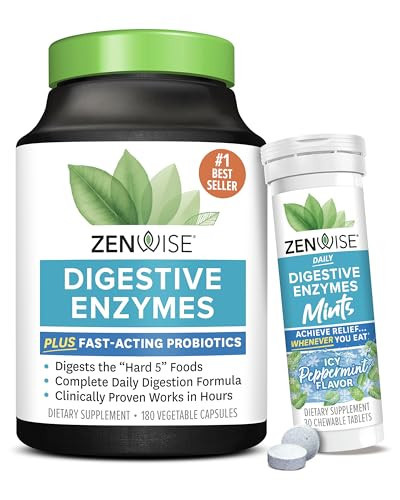Zenwise Health Digestive Enzymes and Peppermint Chewable – Digestive Enzymes, Probiotic Multi Enzymes with Probiotics for Women and Men in Capsules and Convenient Chewable Peppermint | Amazon (US)