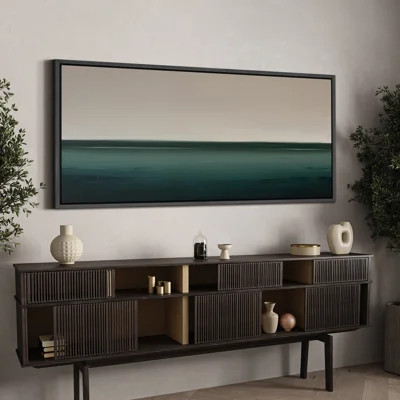 Large Framed Canvas Print Wall Art - Neutral Abstract Landscape Print for Minimalist Modern Wall Decor | Wayfair North America