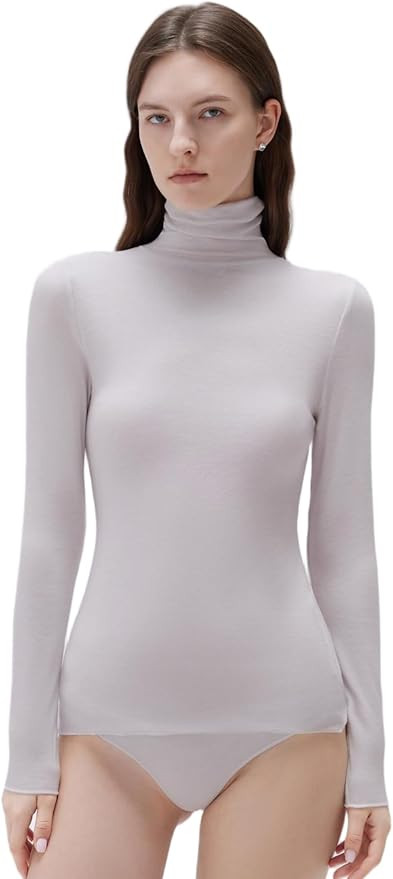 SUUKSESS Women Cashmere Turtleneck Long Sleeve Shirt Fitted Fall Basic Thermal Tops Fall Fashion | Amazon (US)