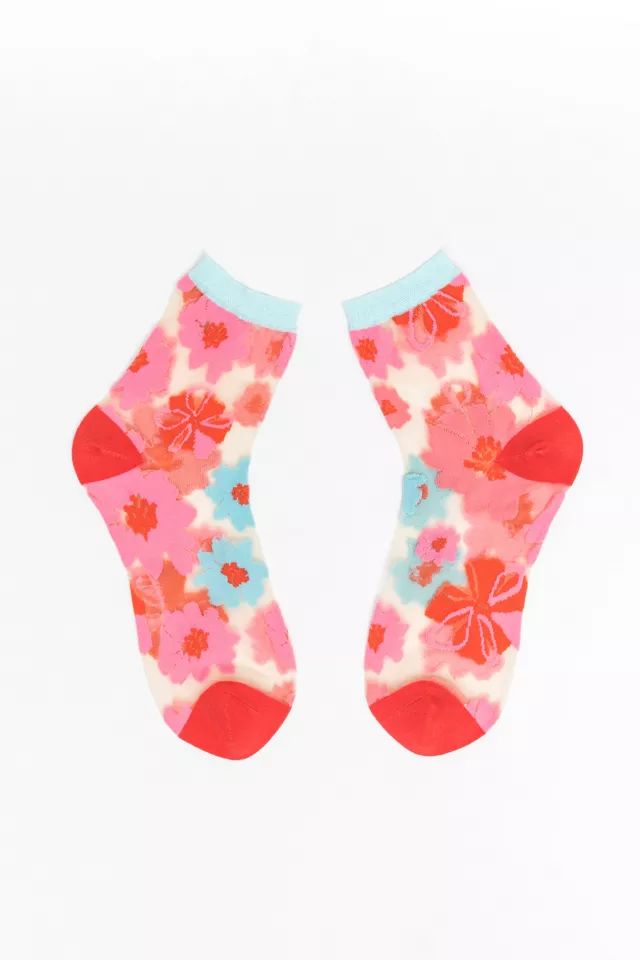 Sock Candy Ribbon Roses Sheer Sock | Urban Outfitters (US and RoW)