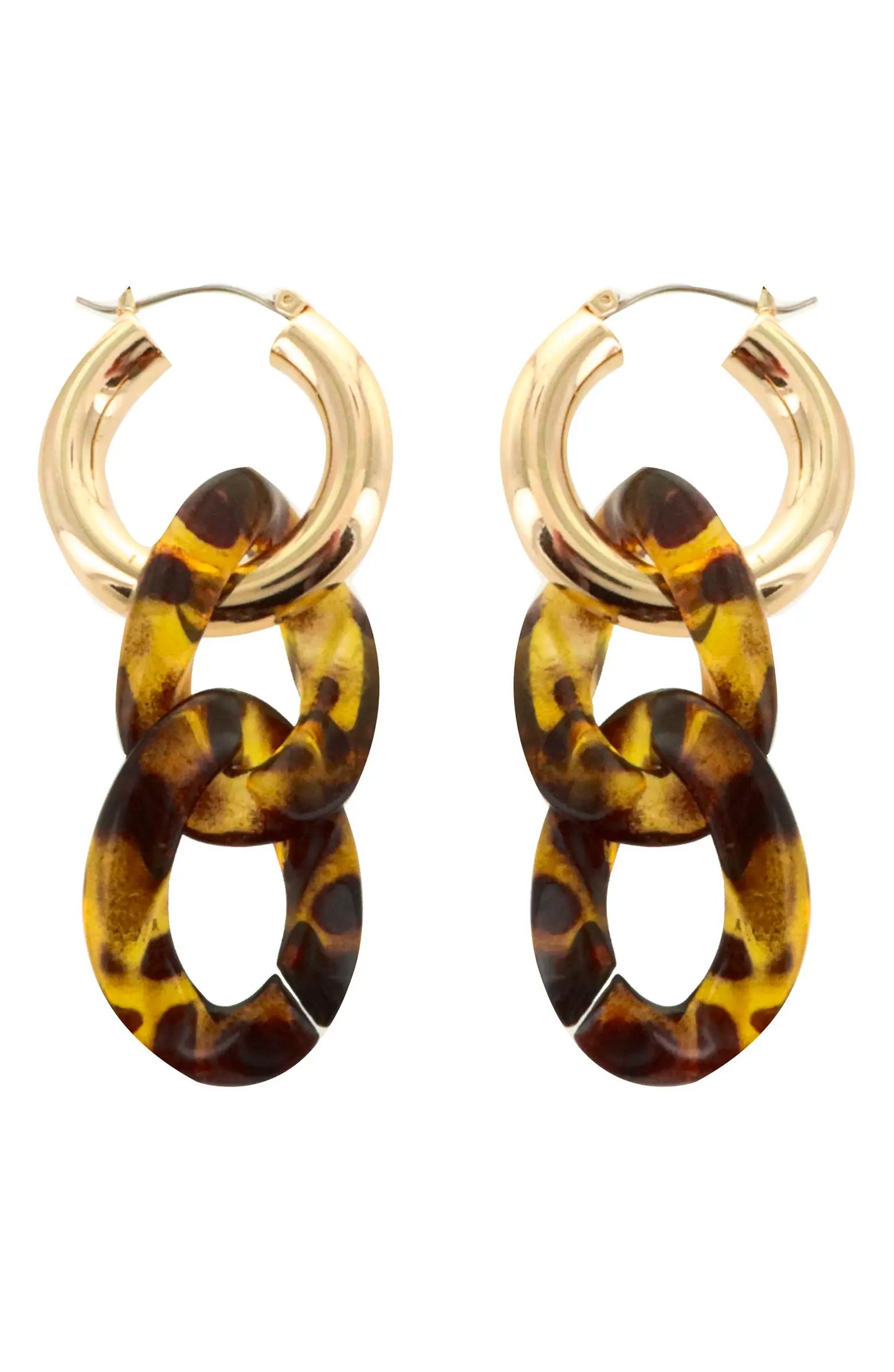 Panacea Resin Tortoiseshell Link Hoop Earrings | Nordstromrack | Nordstrom Rack