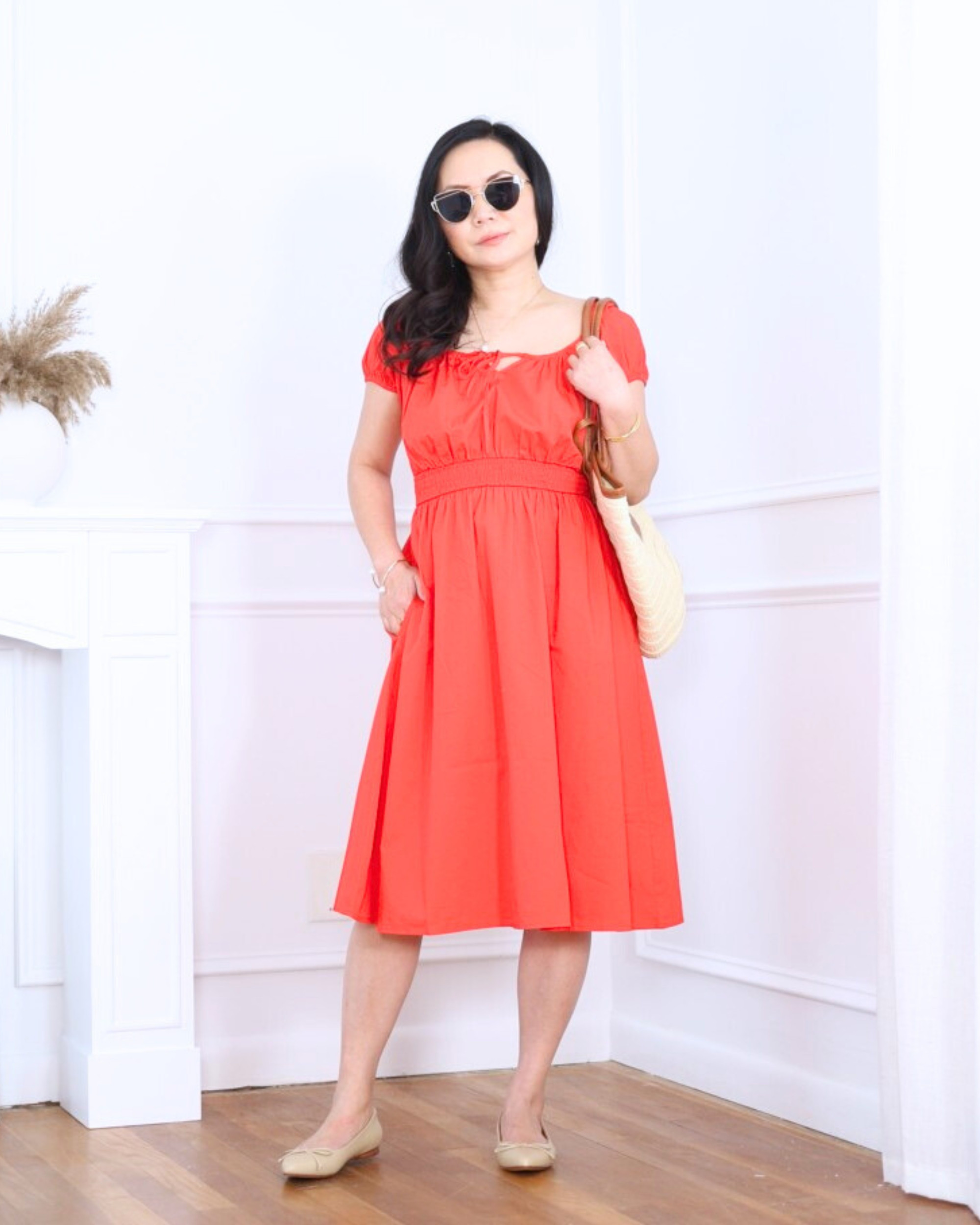 Smocked-waist midi dress from J.Crew Factory paired with Quince ballet flats — easy, feminine, and effortlessly polished for any day. I’m 5’2, wearing size XS.

#LTKootd #LTKPetite #LTKOver40