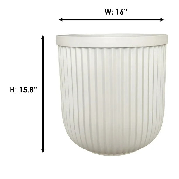 Better Homes & Gardens 16"W x 16"L x 15.8"H Ellan White Resin Plant Pot Planter | Walmart (US)